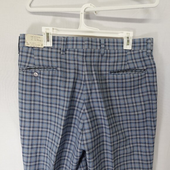 VTG NWT 60S/70S Sears Roebuck Co. 36x30 Mens Dress Pants Blue Plaid Disco Flare - Picture 13 of 13